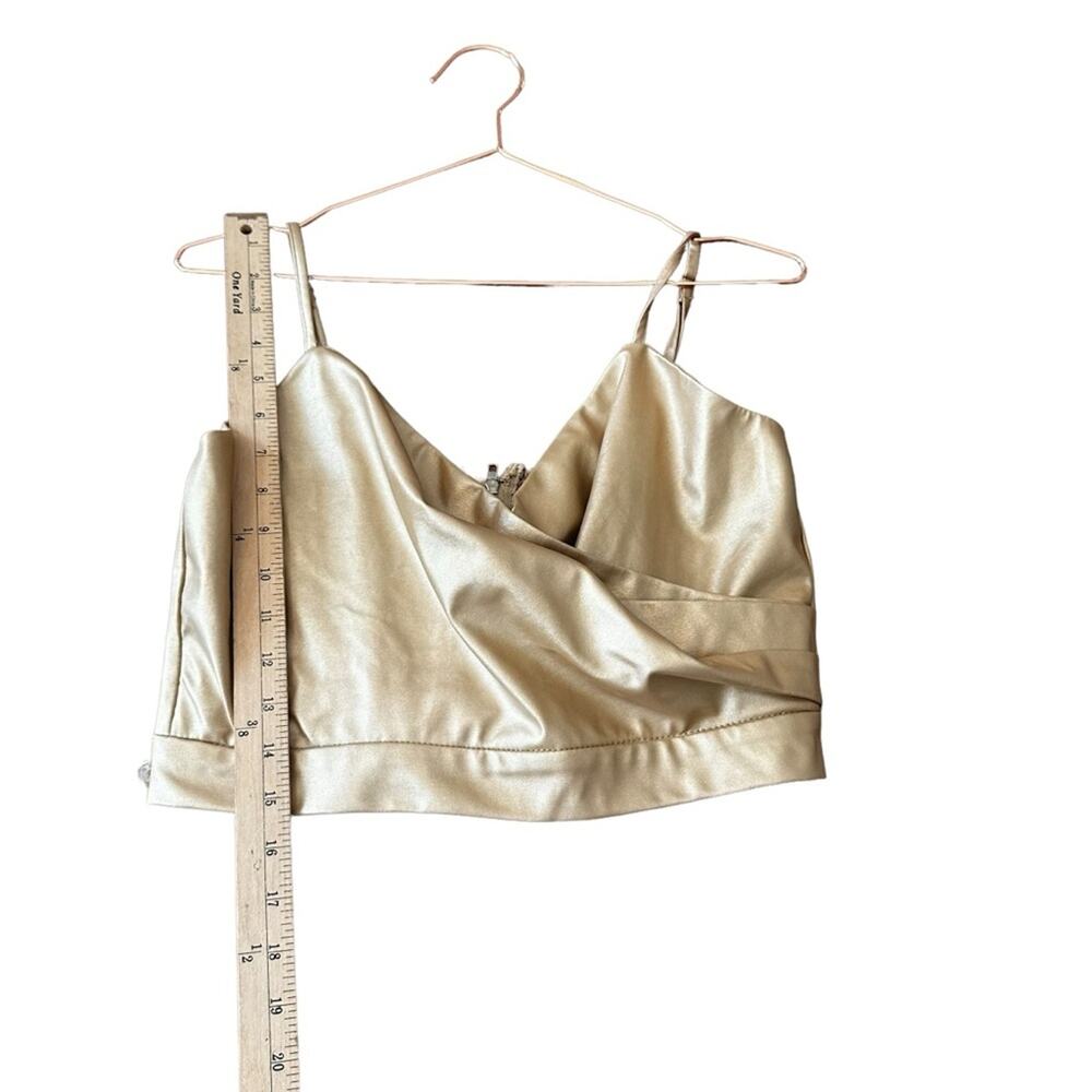 A peach buckle metallic gold faux leather crop top size medium - Picture 5 of 6